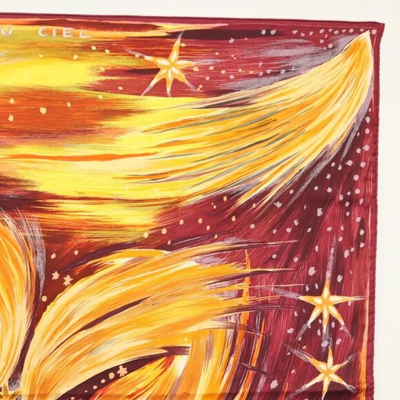 HERMES Carre 90 Scarf ""FEUX DU CIEL"" Silk Yellow Auth - Picture 15 of 16